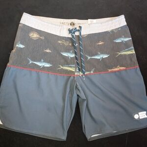 Ty Men's Marine Life Board Shorts - Gray and Blue